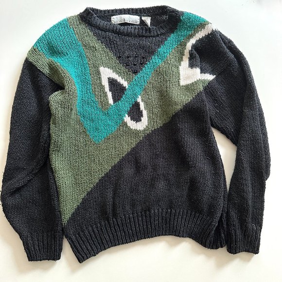 Vintage 1980s Abstract  Beaded Sweater‎ - Picture 1 of 8